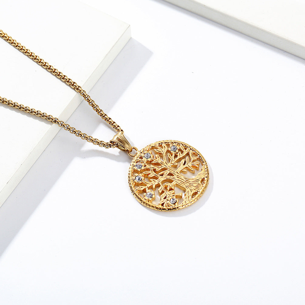 Planderful Celtic Tree Of Life Necklace For Modern Hipster Style Enthusiasts Durable Steel Pendant