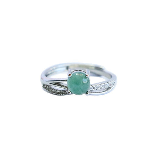 Blue Water Jadeite Double-Hoop 6 mm Ring