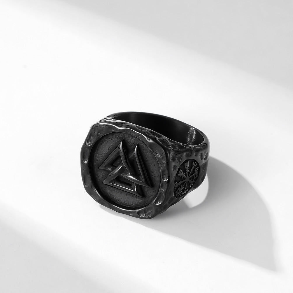 Planderful Viking Odin Triangle Ring For Men Stainless Steel Symbol Jewelry With Bold Nordic Heritage