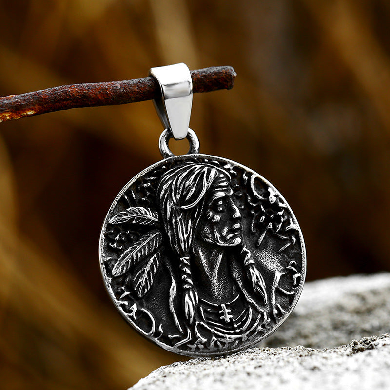 Vintage-Inspired Stainless Steel Casting Pendant for Men Wholesale  Titanium Steel Round Tag Jewelry Single pendant