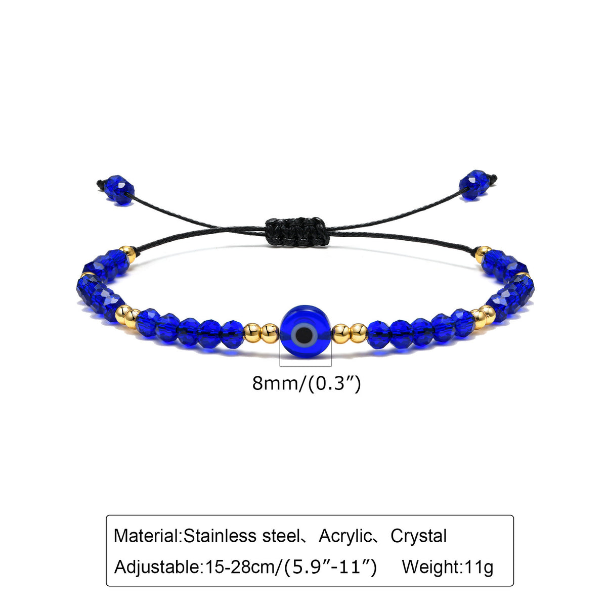 Turkey – Devil's Eye Colored Beaded Bracelet Black Adjustable