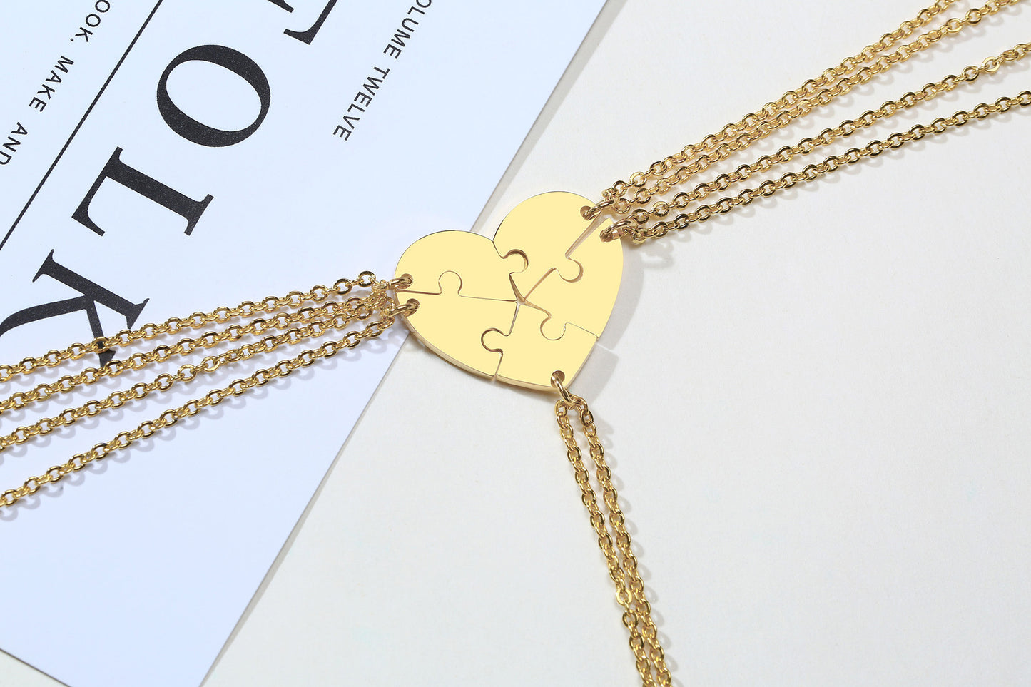 European and American Graduation Friendship Necklace Women's Stainless Steel Love Puzzle Pendant