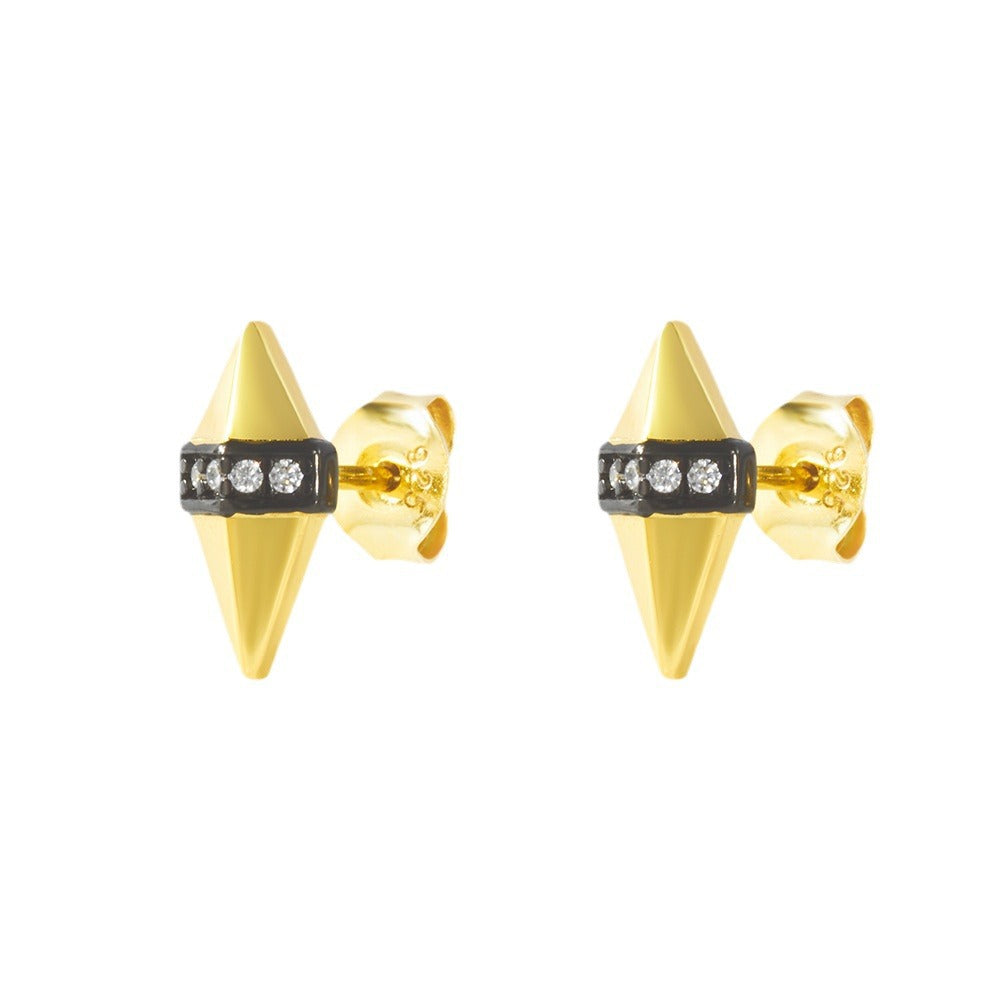 And Geometric Diamond Stud Earrings S925 Sterling Silver Punk Earrings