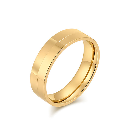 Planderful Titanium Steel Ring For Couples Smooth Matte Geometry Neutral Everyday Genie Style