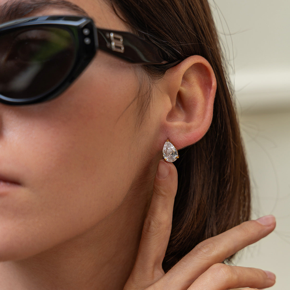 Planderful Vienna Verve Love Shaped Zircon Stainless Steel Stud Earrings For Daily Wear Fashion Lovers