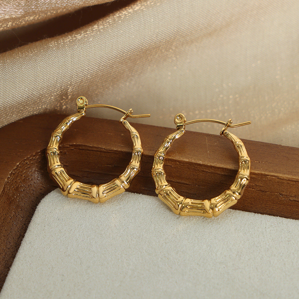Geometric Gold-Plated Earrings with Retro European Flair
