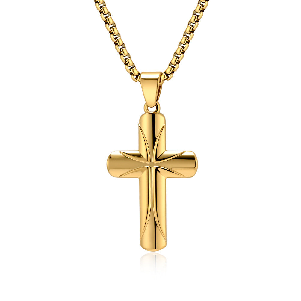 Cross-Border European American Stainless Steel Cross Necklace
