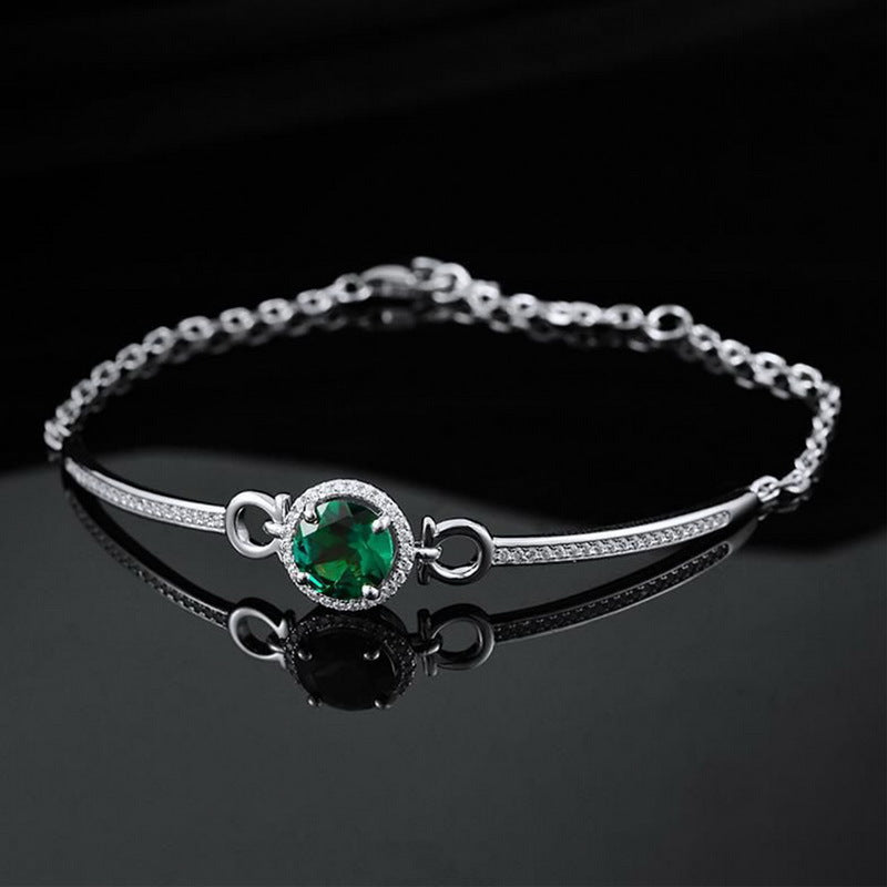 S925 Sterling Silver Gold-Plated Lab-Grown Emerald Signature Bracelet