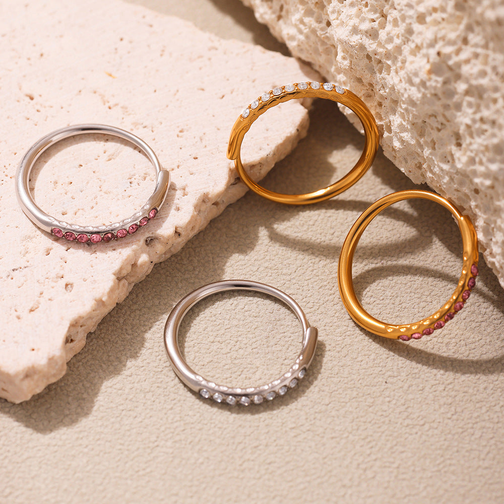 Planderful 5A Zircon Row Ring For Girls Side Opening