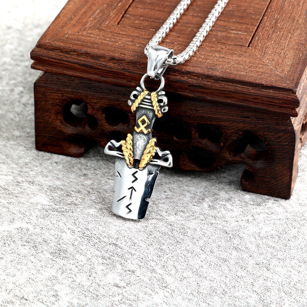 Viking Dagger Stainless Steel Pendant Necklace