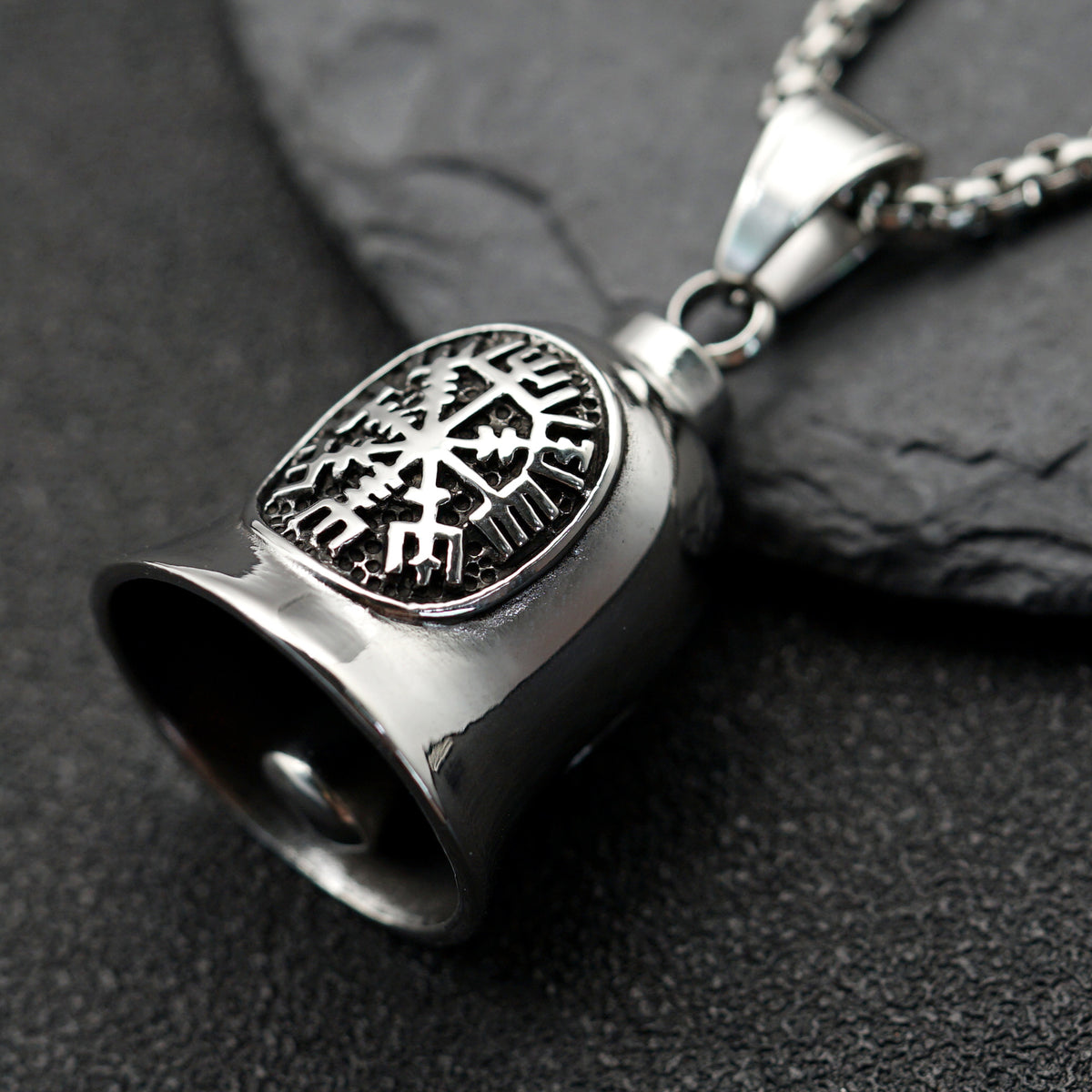 Vintage Viking Compass Stainless Steel Pendant Necklace