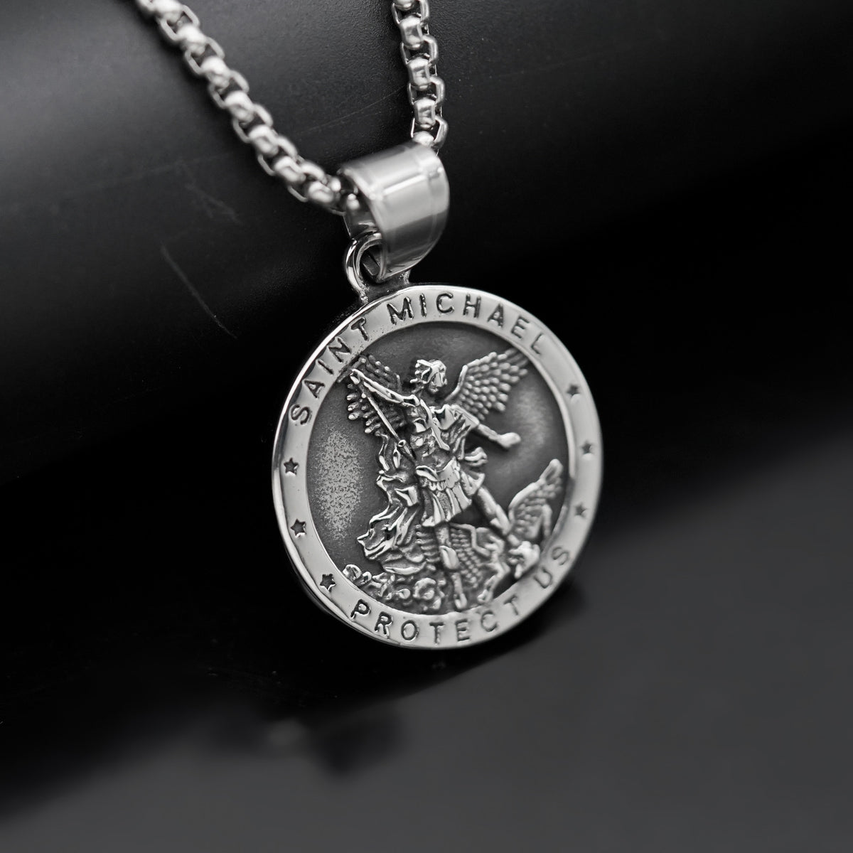 St. Michael Angel Stainless Steel Pendant Necklace