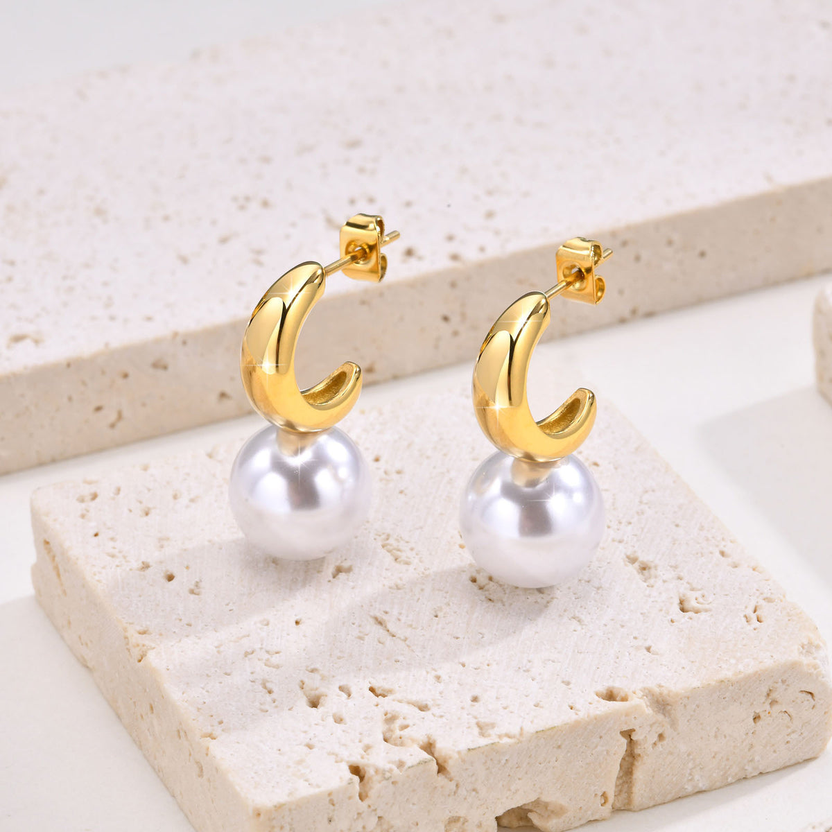 Stainless Steel Pearl Earrings
