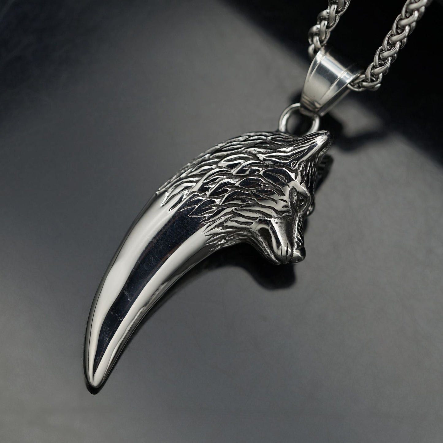 Steel Necklace – Statement Men's Wolf Head Pendant Planderful Everyday Genie Collection