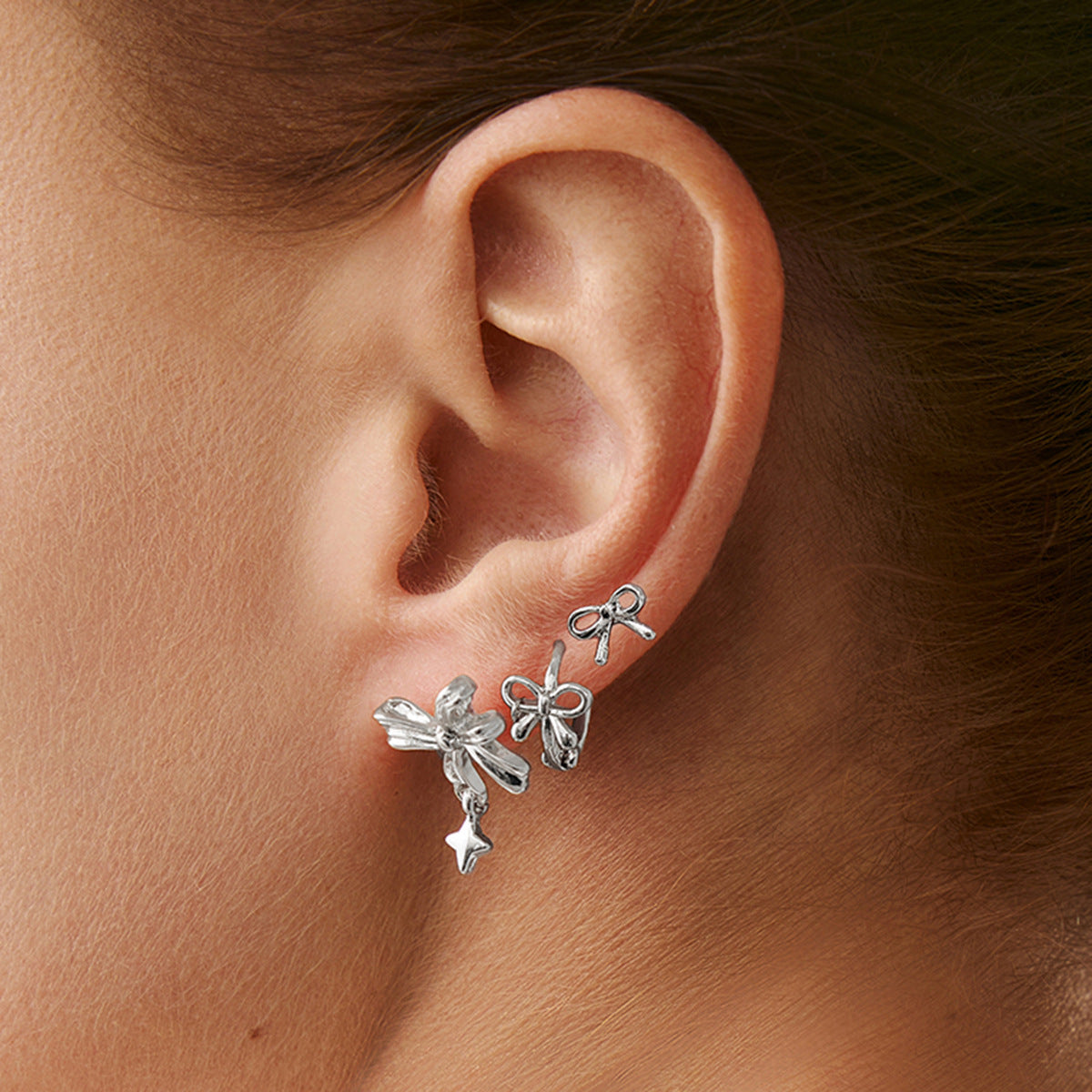 Planderful Bow Stud Earrings For Women Simple Knot Design European American Style Statement Jewelry