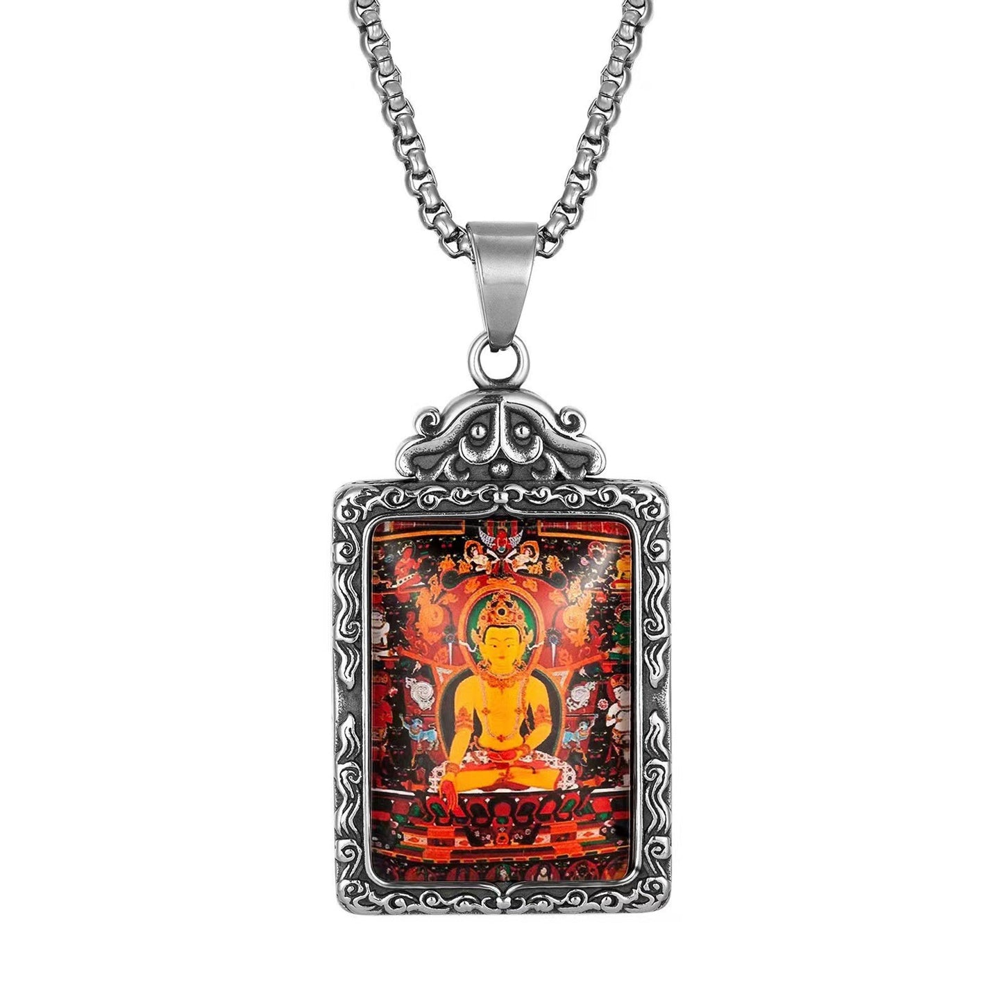 Zodiac Guardian Buddha Pendant For Men And Women By Planderful Titanium Steel Thangka Necklace With Premium Protection
