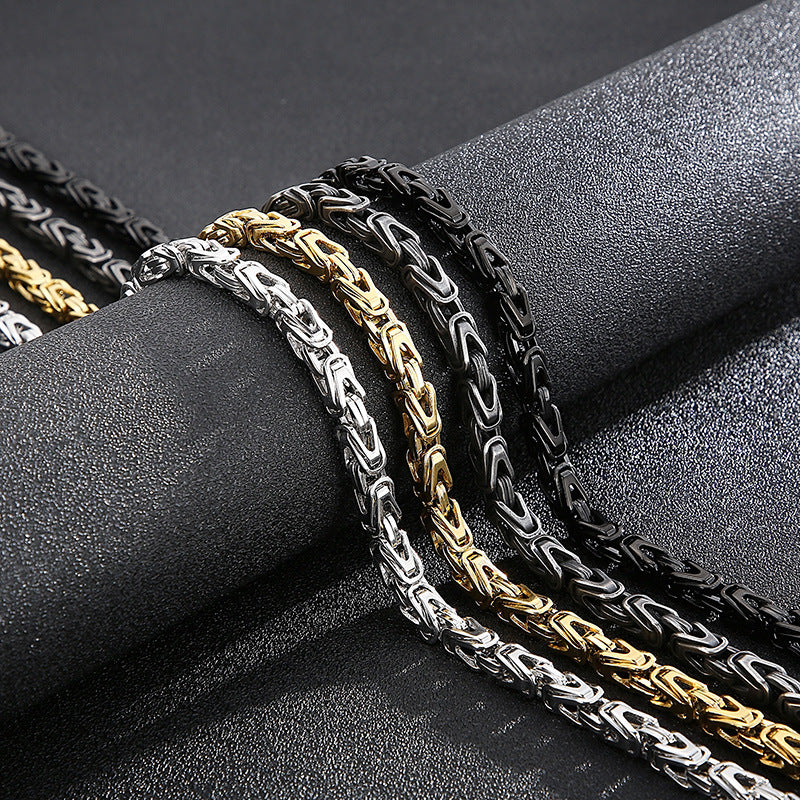 Rock Hip-Hop Emperor Chain, Street V-Shaped Woven Men's Titanium Steel Necklace Bracelet