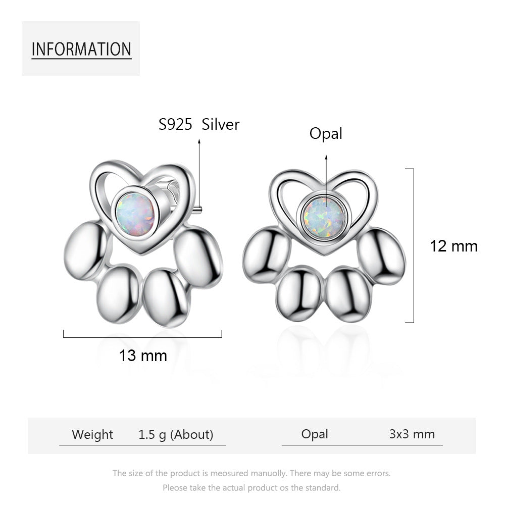 Planderful Jewelry Opal Heart Earrings Sterling Silver