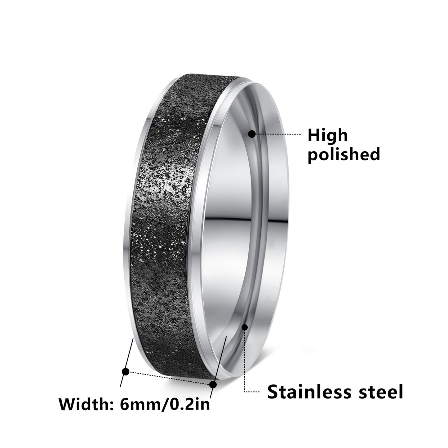 Planderful Two Tone Stainless Steel Ring 6mm Matte Finish For Women Everyday Genie Collection