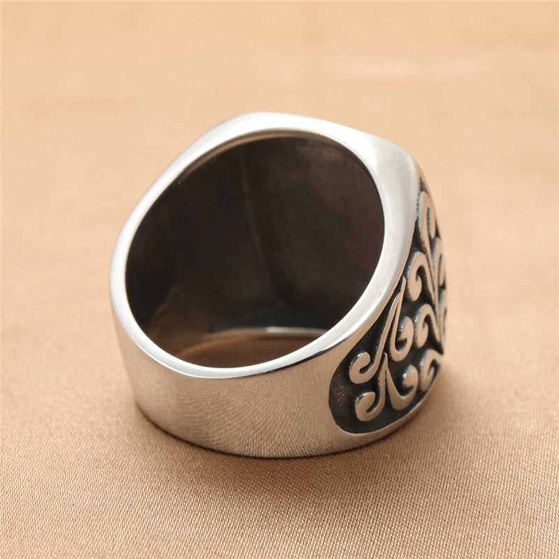 Titanium Steel Square Ring for Men - Retro Personalized Trendy Accessories in European and American Style