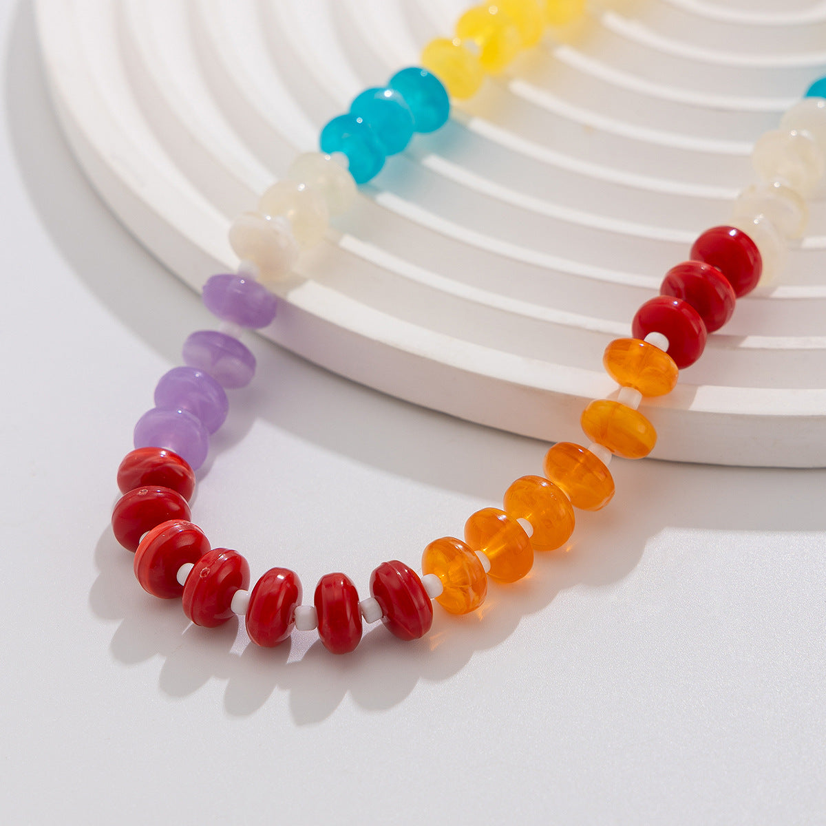 Rainbow Acrylic Beaded Necklace Collection