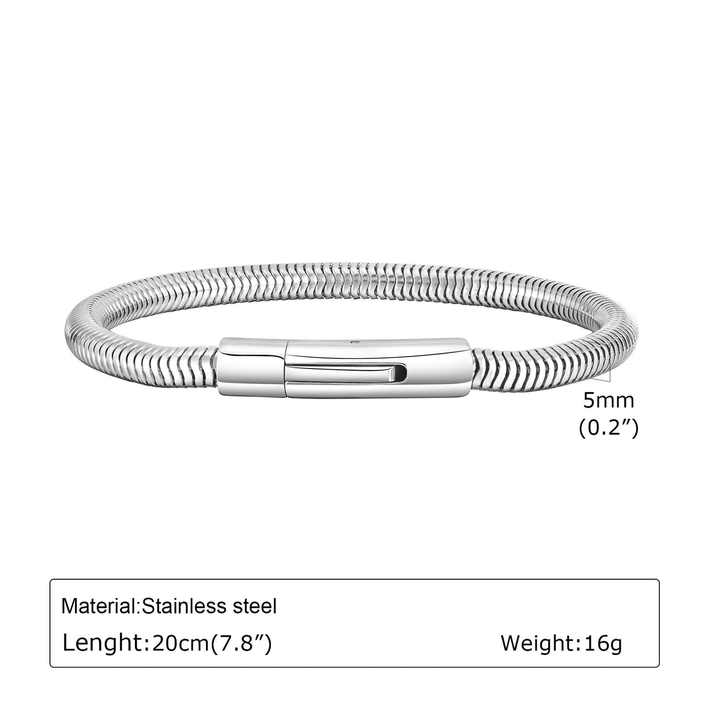 Stainless Steel Snap Buckle Thick Bracelet Men's Fashion Jewelry