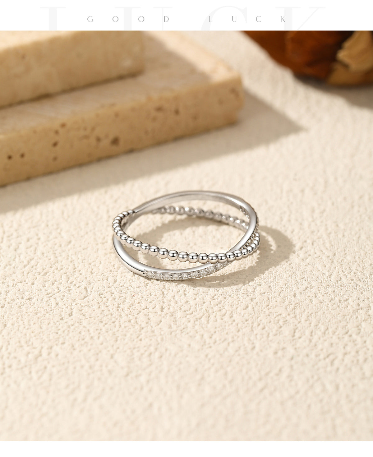 S925 Sterling Silver Double-Cross Moissanite Band