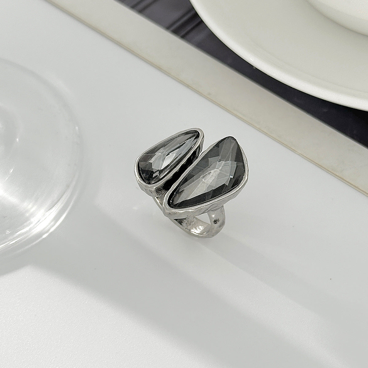 Black Acrylic Ring Planderful Vienna Verve For Minimalist Women Geometric Square Statement Jewelry