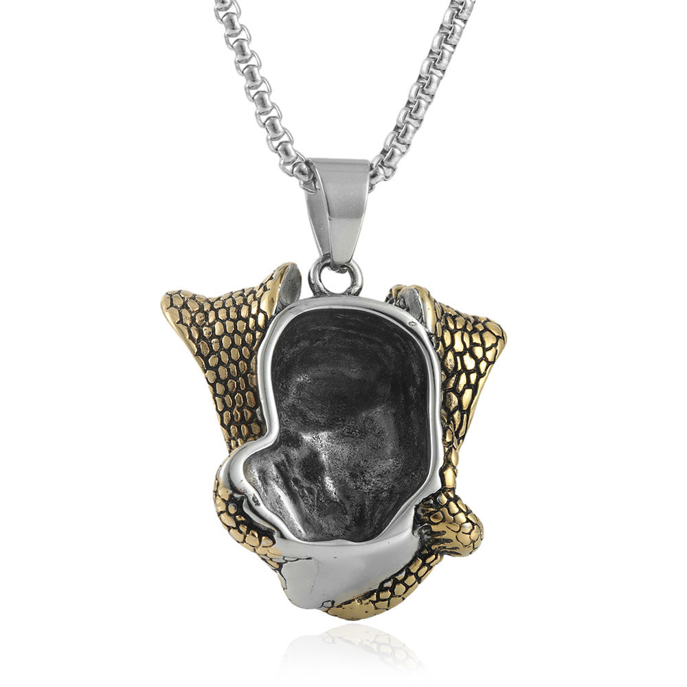 European And American Stainless Steel Skull Pendant Cobra Necklace