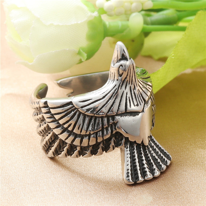 Titanium Steel Retro Eagle Ring for Men - Trendy American and European Jewelry Accessories