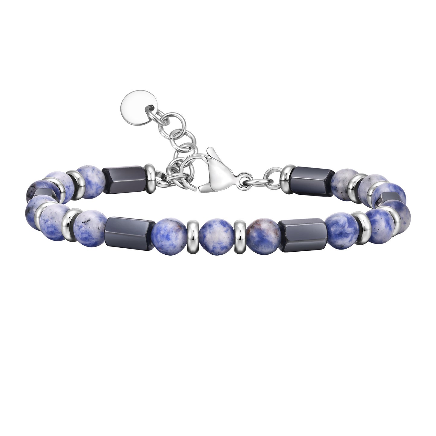 Men's Jewelry Stainless Steel Blue Stone Hexagonal Bracelet