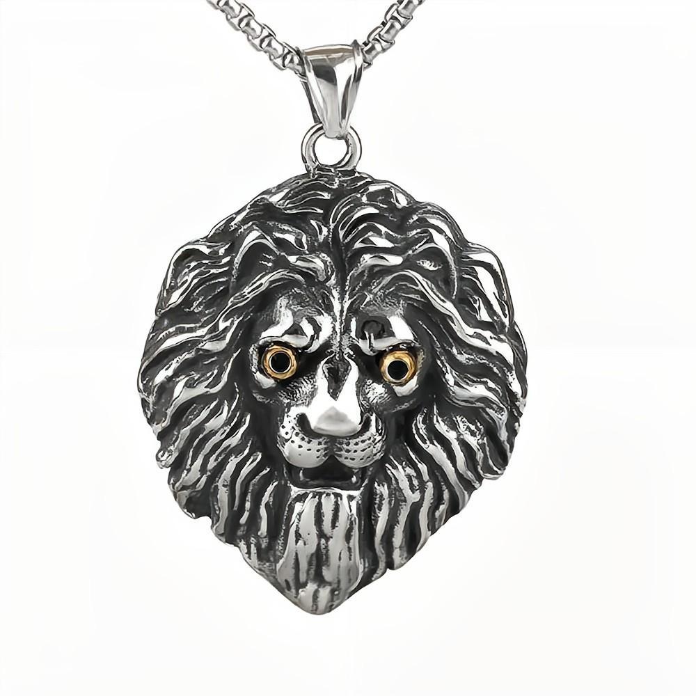 European And American Jewelry Wholesale Men's Retro Lion Head Pendant Necklace