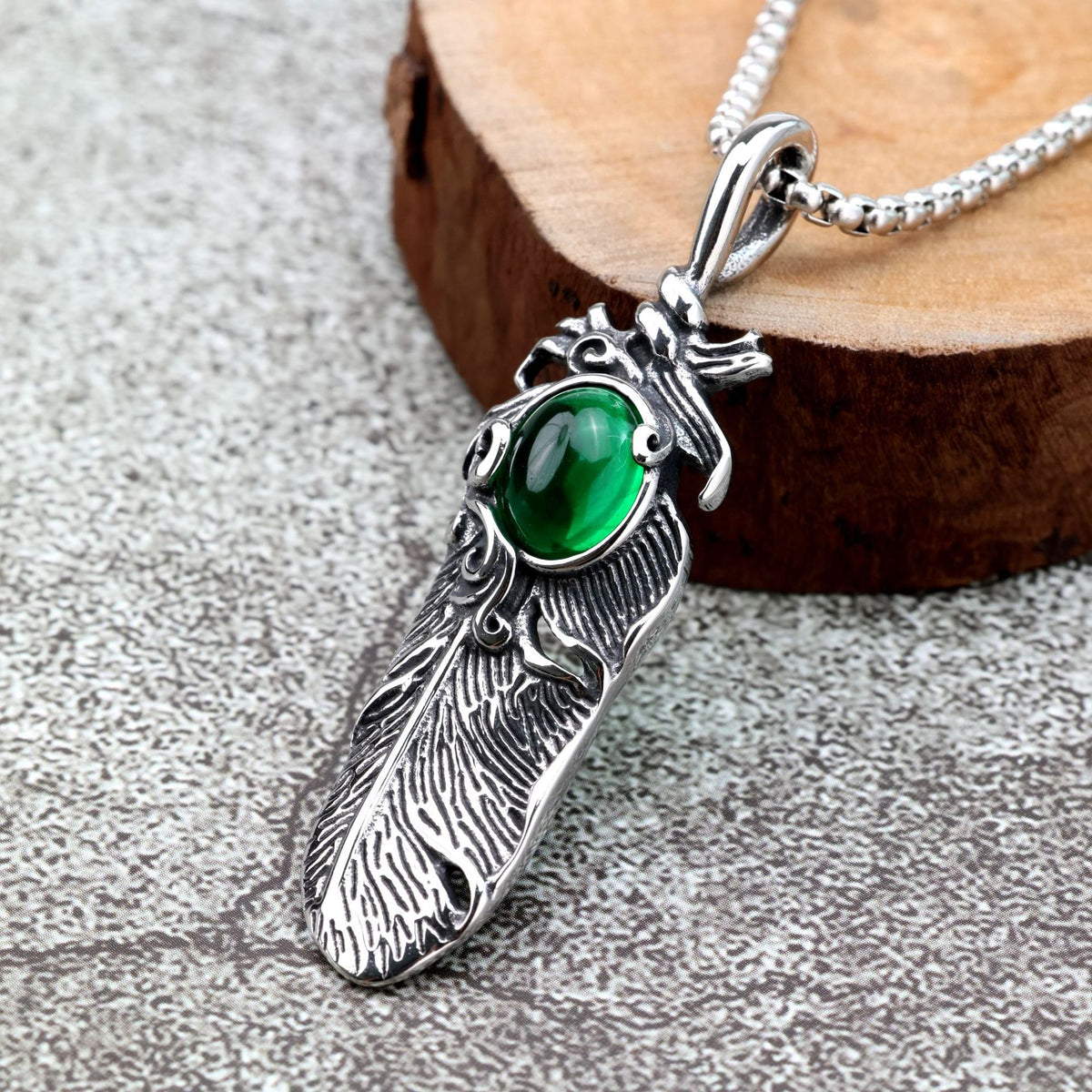Feather Japanese Stainless Steel Men's Pendant Necklace
