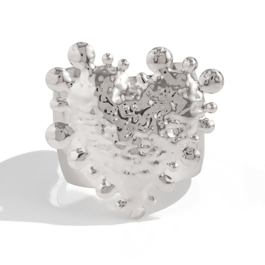 Planderful Open Heart Bracelet With Personalized Hammered Pattern Vienna Verve For Women
