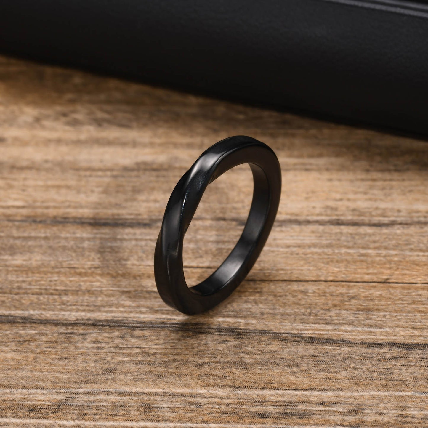 Stainless Steel Mobius Black Ring Simple Fashion Ring for Men