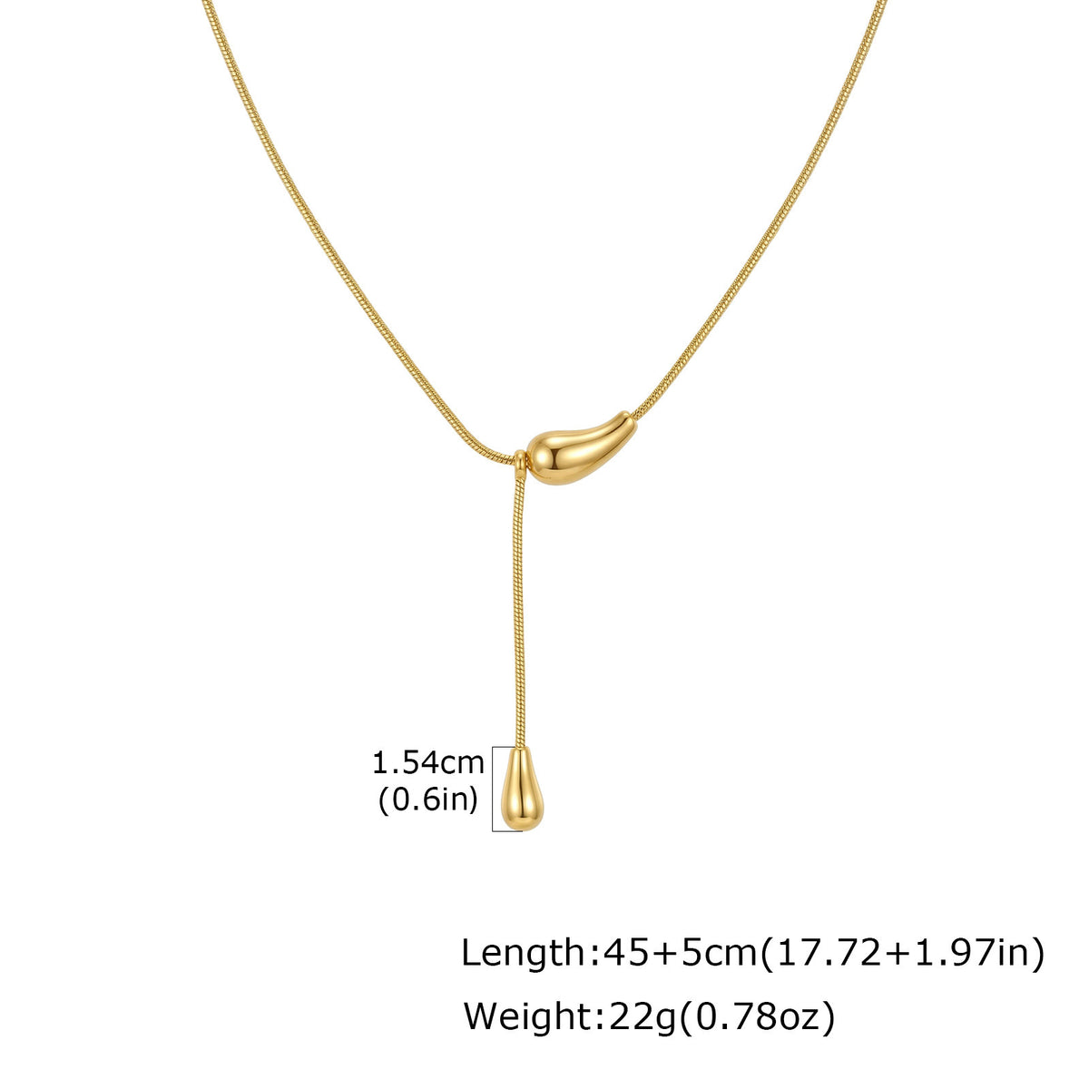 Stainless Steel Design Water Drop Y-Shaped French Necklace