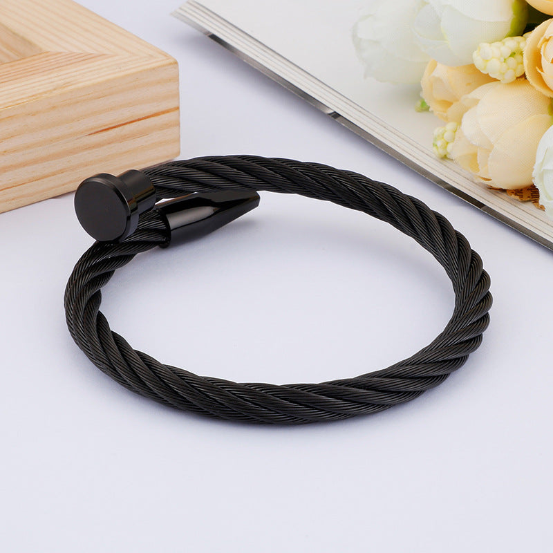 Nail Steel Wire Bracelet Bracelet – Stainless Steel Metal Texture