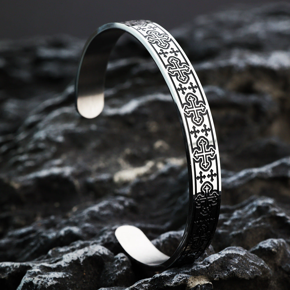 Planderful Celtic Knot Bracelet Solid Stainless Steel Open C Type Unisex For Men And Women Timeless Gift