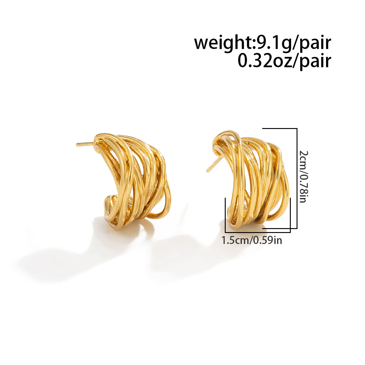 Geometric Stainless Steel Stud Earrings Multi Layer Weave Statement By Planderful Vienna Verve For Trendsetting Women