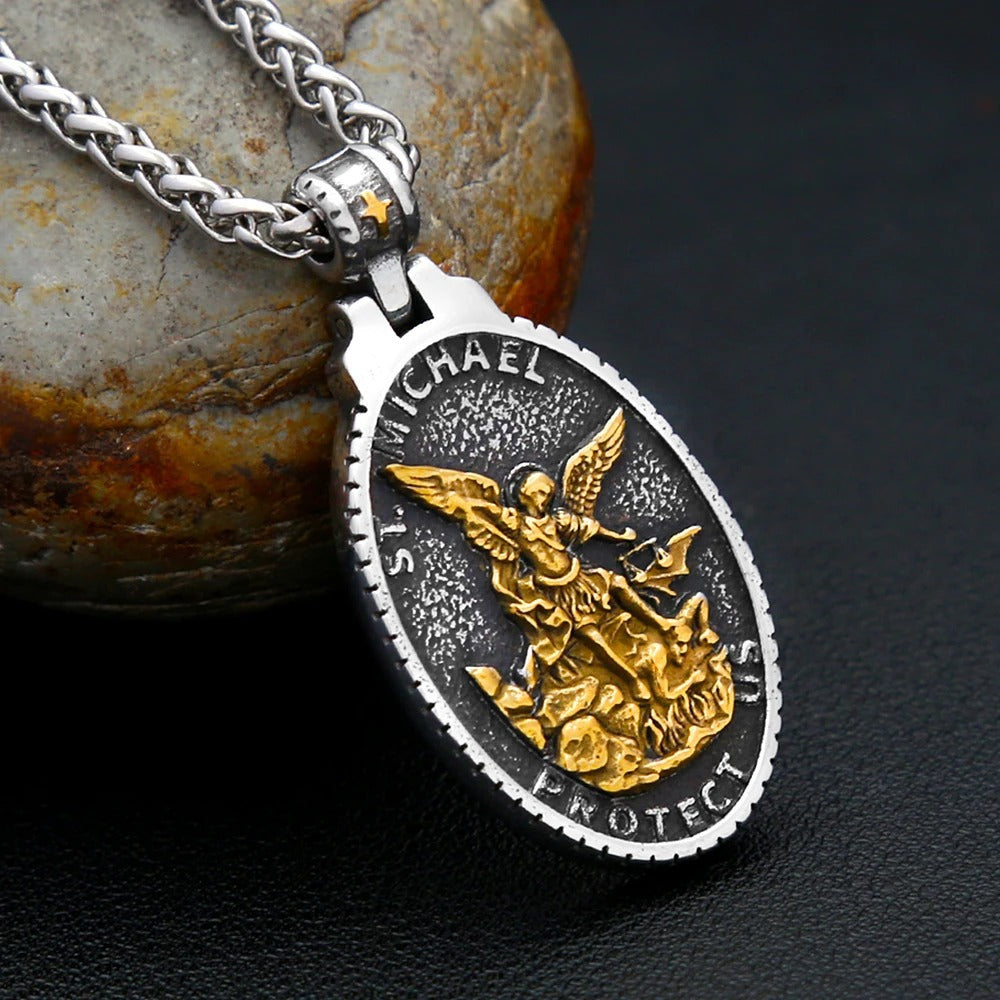 St. Michael Angel Stainless Steel Pendant Necklace