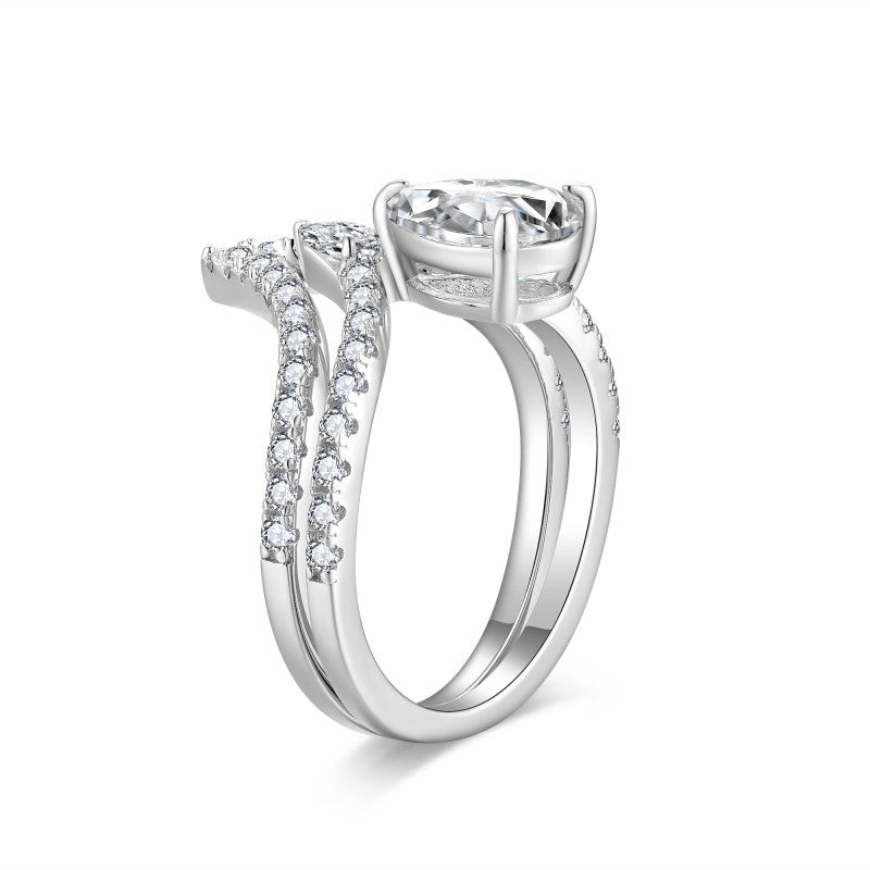 Niche Ins Wind 6 9mm Water Drop Diamond S925 Silver Ring