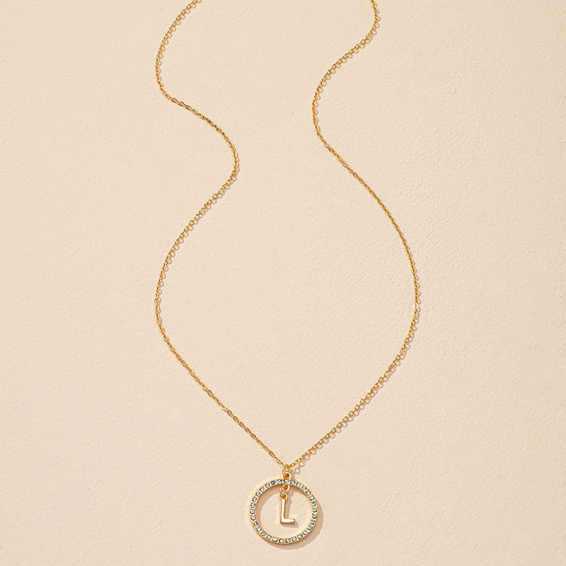 Cross-Border Design Sense Letter Necklace with European Charm