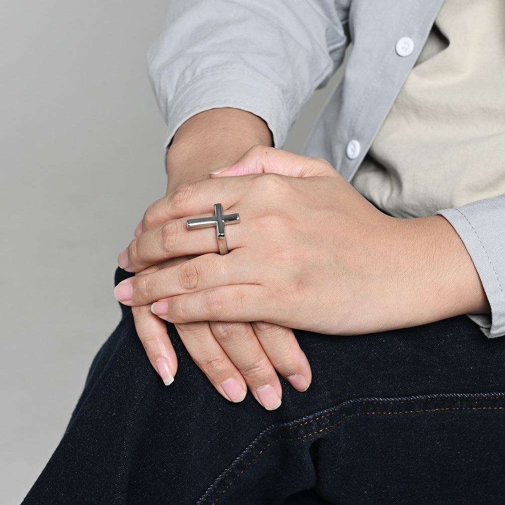Cross Stainless Steel Ring for Men