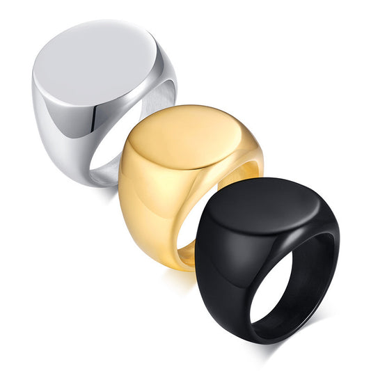 Men Rings Stainless Steel Round Ring Black Gold Wholesale