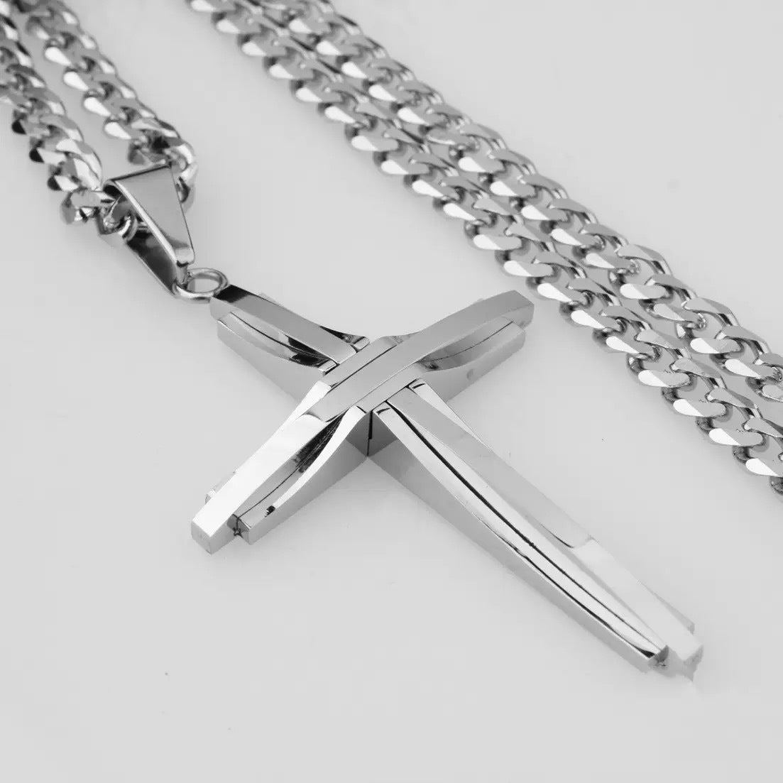 Planderful Cross Necklace Unisex Stainless Steel Minimalist Pendant For Men And Women Gift