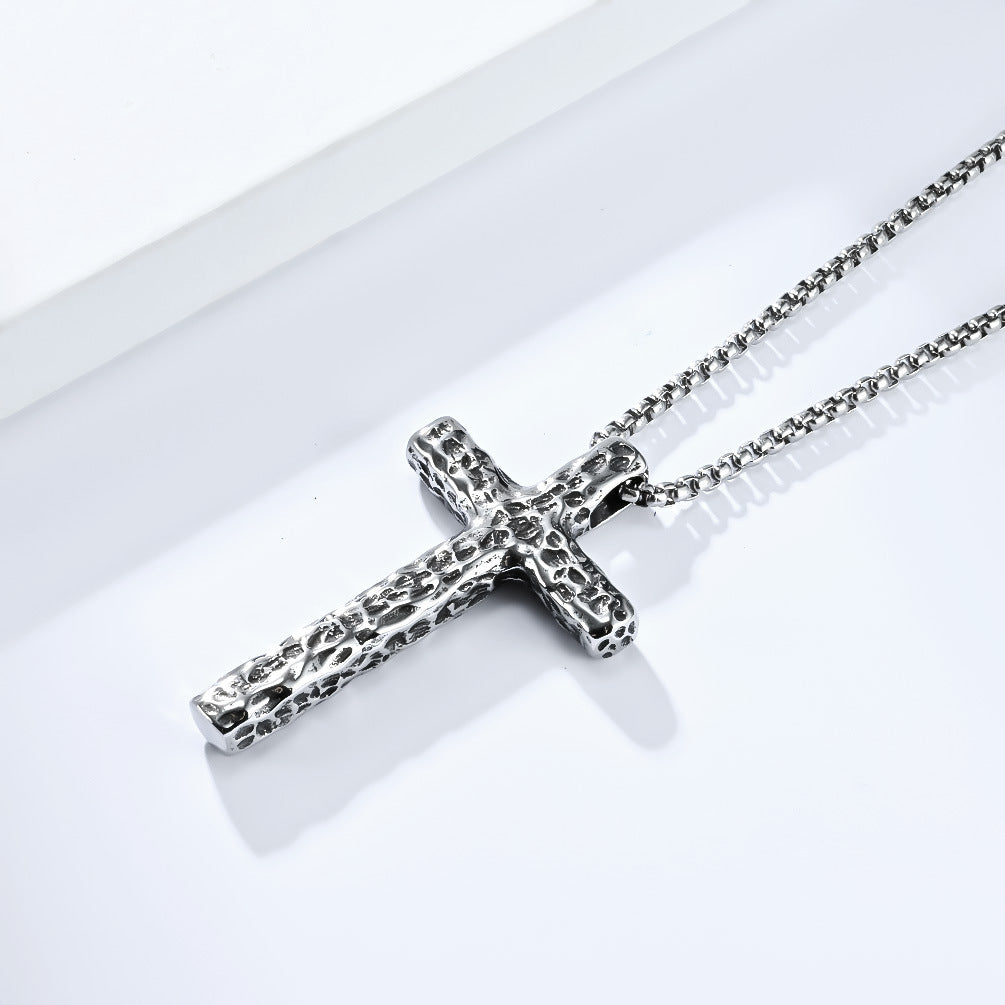 Elegant Titanium Steel Cross Necklace for Discerning Men