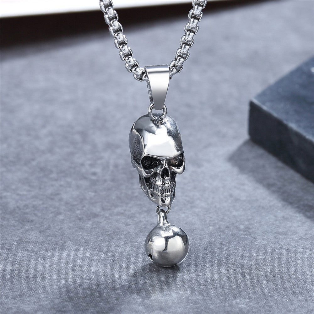 Planderful Skull Pendant Necklace For Men And Unisex Retro Punk Rock Durable Titanium Steel Protection Statement