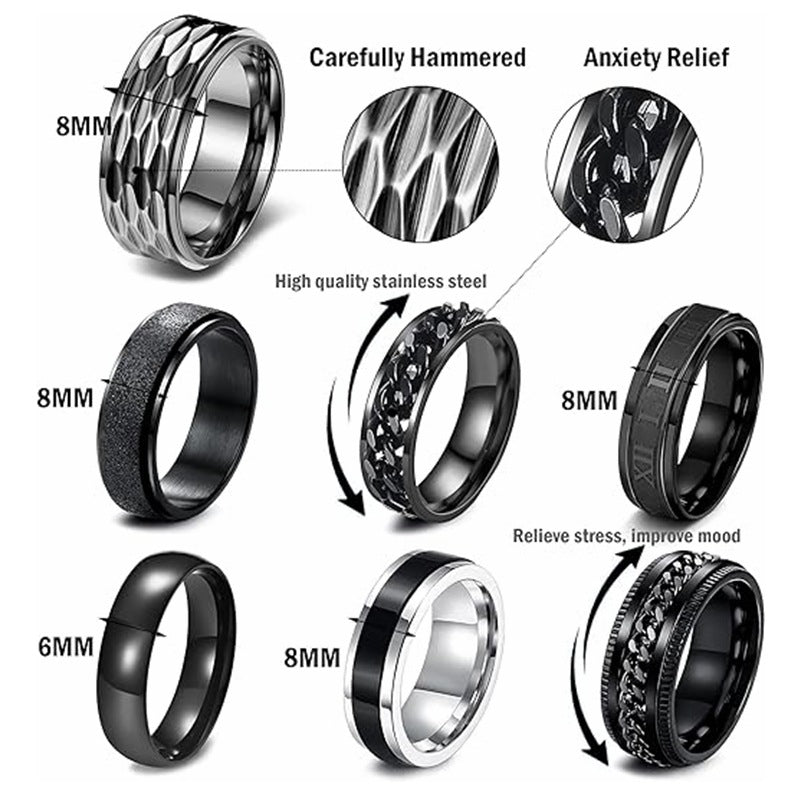Planderful Everyday Genie Titanium Steel Ring Set For Men Unisex Protection Statement