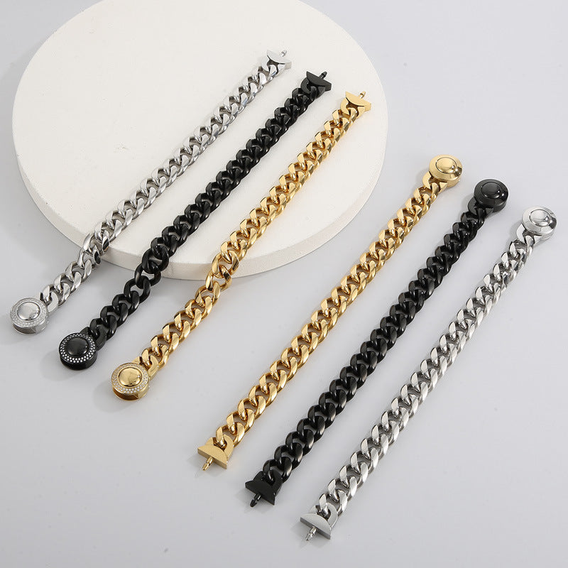 Bracelet Of The – Cnc Zircon Cuban Chain Titanium Steel Men's