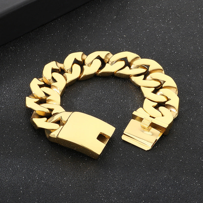 Planderful Cuban Chain Titanium 24mm Mens Bracelet Premium